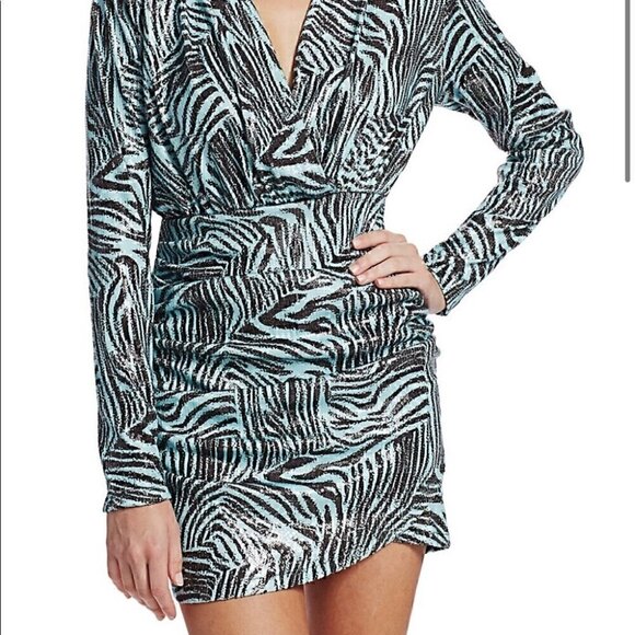 🤍 Andamane Colette Zebra Print Long Sleeve Mini Dress - XS/0 - Picture 3 of 6